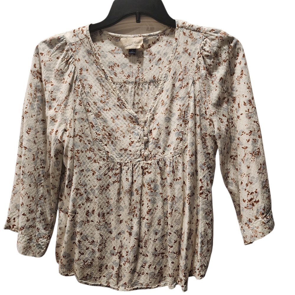 Universal Thread Cream and Brown Floral Blouse